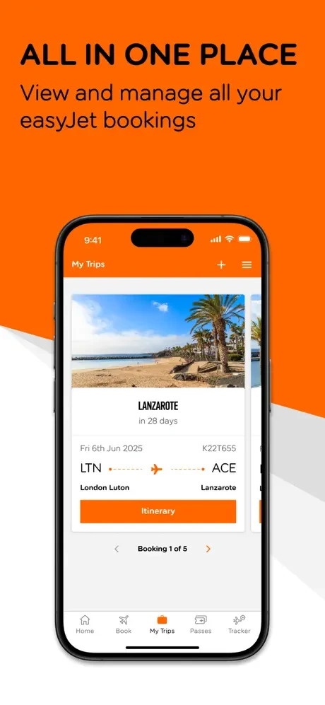 easyJet app screenshot