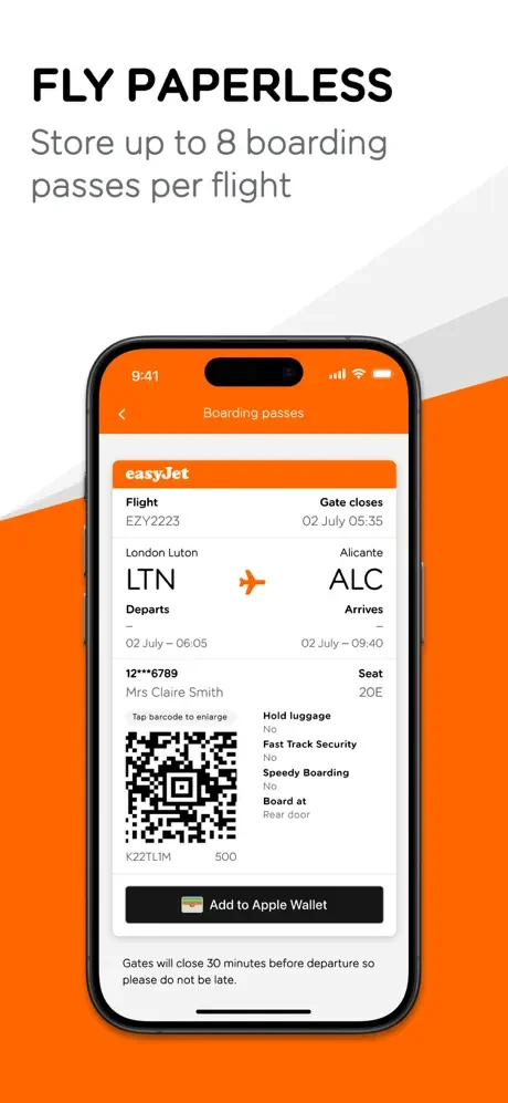 easyJet app screenshot
