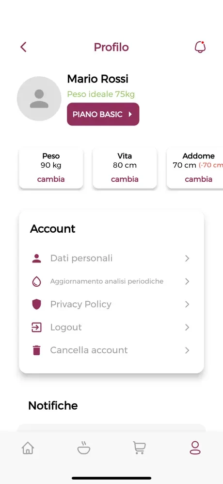 Mio Nutrizionista app screenshot