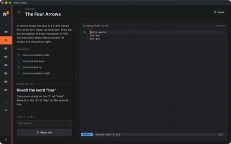 Neovim Trainer app screenshot 2